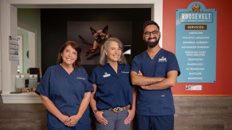 Happy veterinary staff smiling Happy veterinary staff smiling